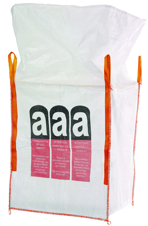 Asbest-Bag mit Schürze von TECTOR® | 90 x 90 x 110 cm | mit Asbest-Warndruck |