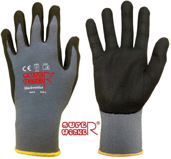 Montage-Handschuh BLACKWORKER von SUPER WORKER® | Gr. 7 (S) bis 11 (XXL) |
