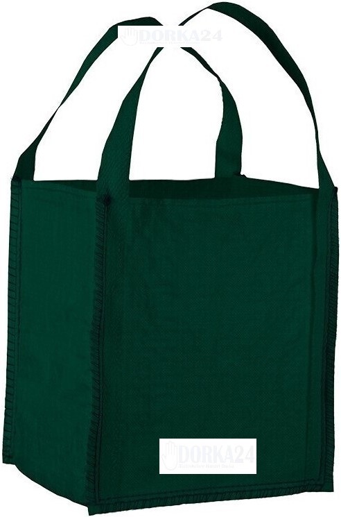 Mini Big Bag 40x40x45cm von Tector, unbeschichtet mit 2 Hebeschlaufen, weiß/ grün | ab €1,40